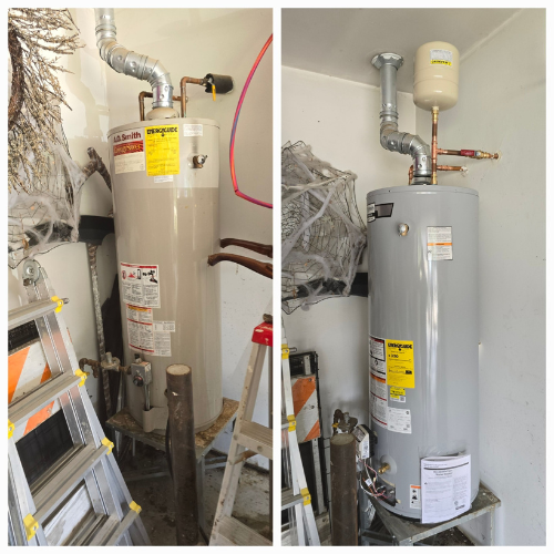 before after water tank replacement